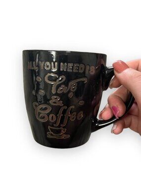 Royal Norfolk All You Need Is Love And Coffee Glossy Black Mug Glass